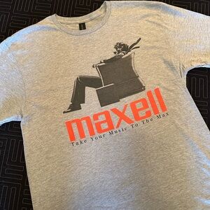 Soft Gray Heater Old School Maxell Cassette Graphic T-Shirt for Men